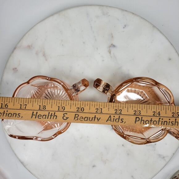 Greensburg‎ Pink Depression Glass Creamer Double Handled Octagon Sugar Bowl - Picture 9 of 16